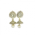  Ethnic Pearl Jhumka Earrings With White Stones